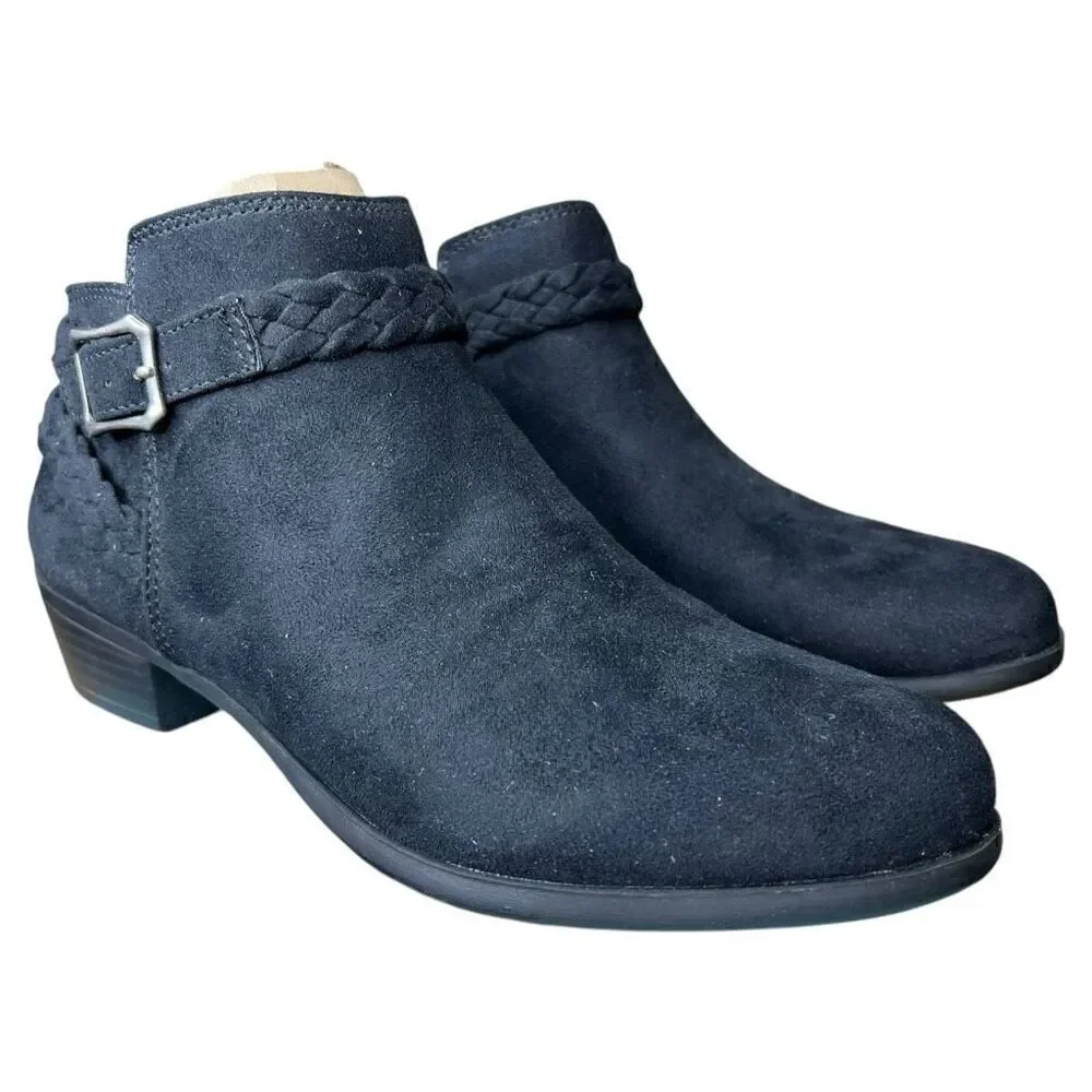 NEW Lifestride Women's Adriana Booties Black Microsuede 8.5 M